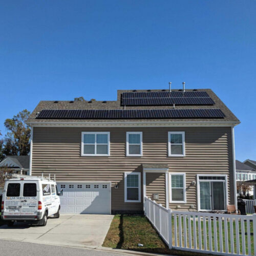 residential property exteriors with solar panels installation at roof virginia beach va