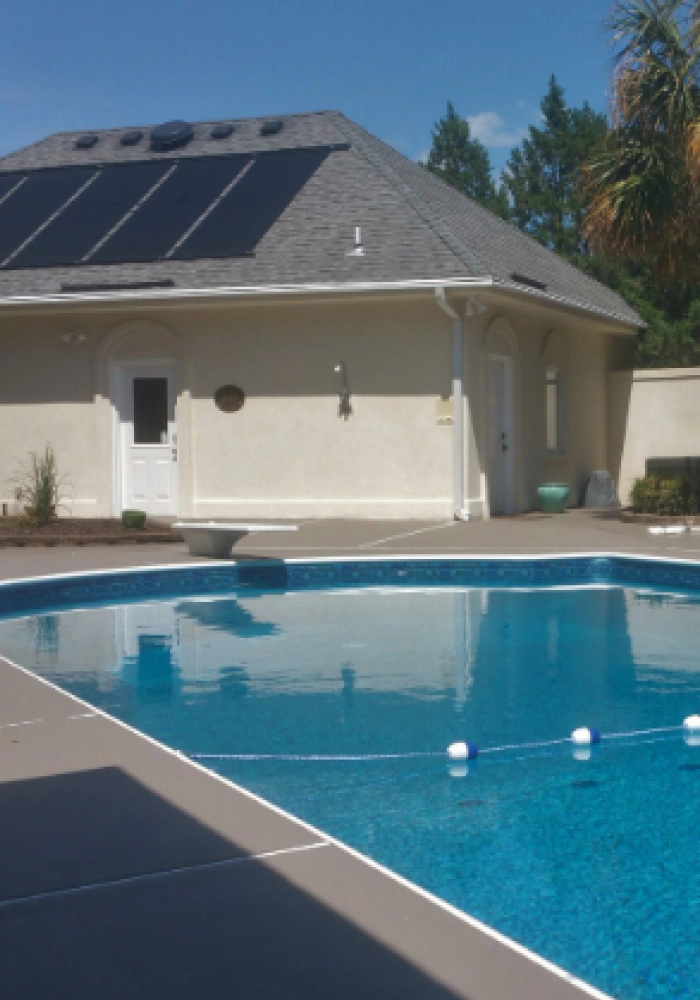 solar panels installed in a house with a large pool virginia beach va 1